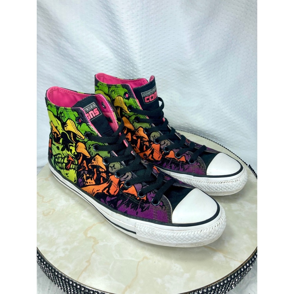 Converse Pro Wasabi Skull Mushroom High Top Shoes Mens 9.5 Multicolor Sneakers